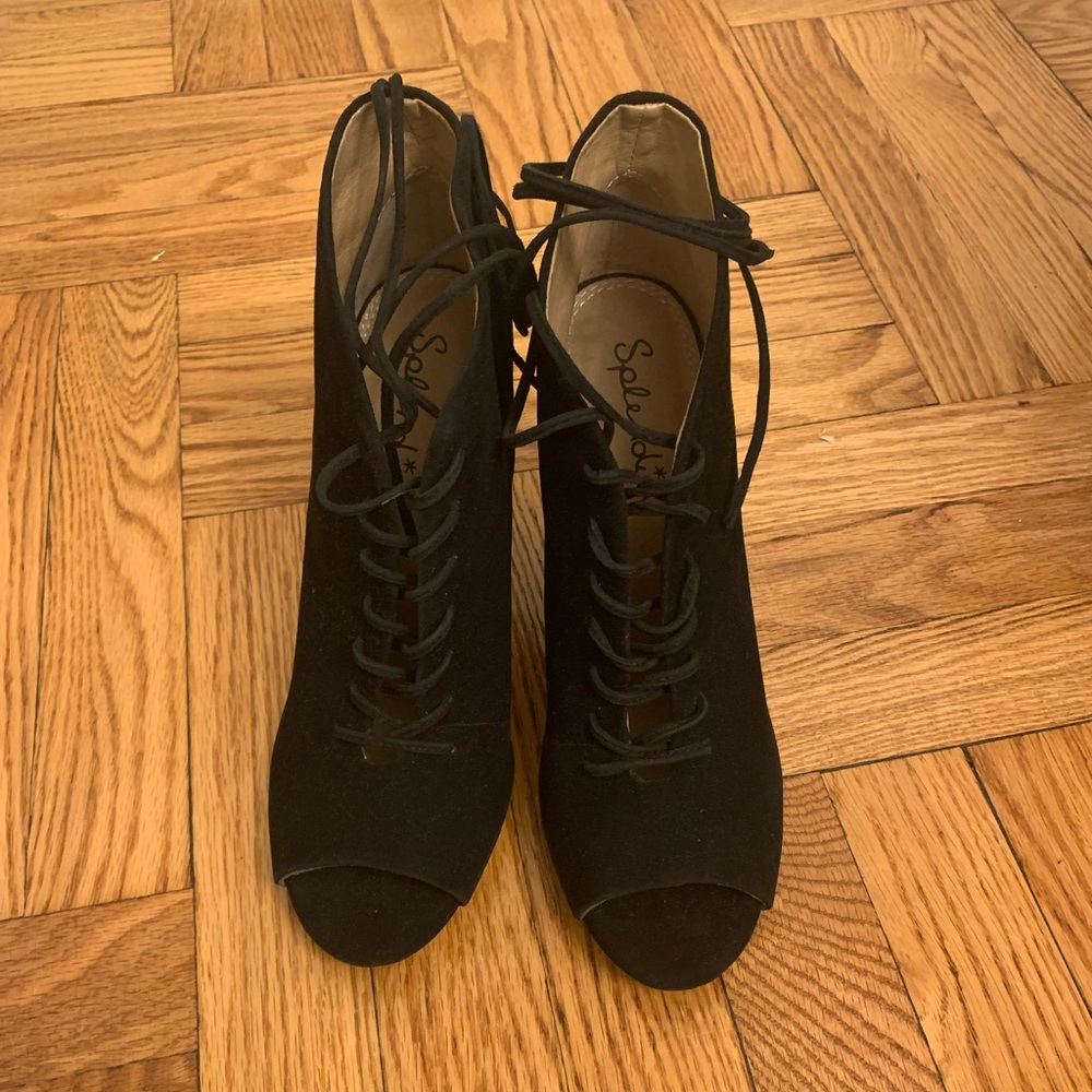 Splendid lace up heel - black suede - new - sz 9.5